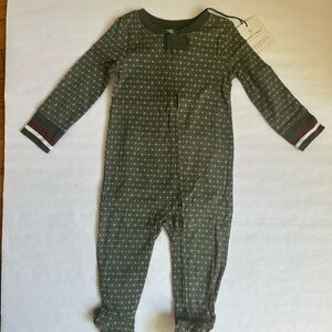 Magnolia Olive Green Footie Pajamas with White Dots